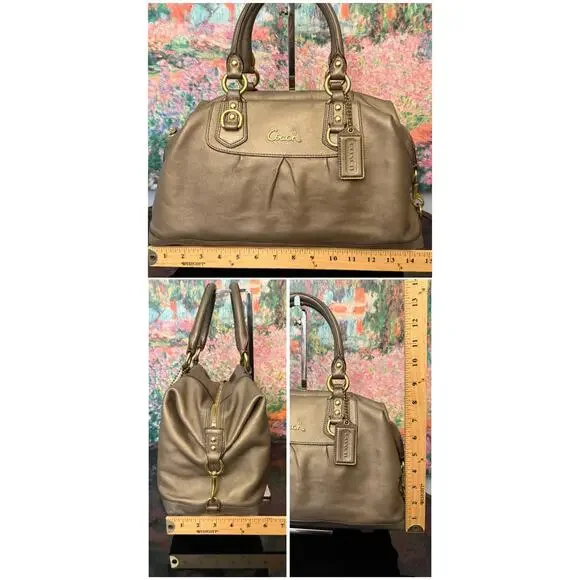 GUC Coach F15447 Ashley Satchel in Olive/Bronze Leather - Picture 13 of 13